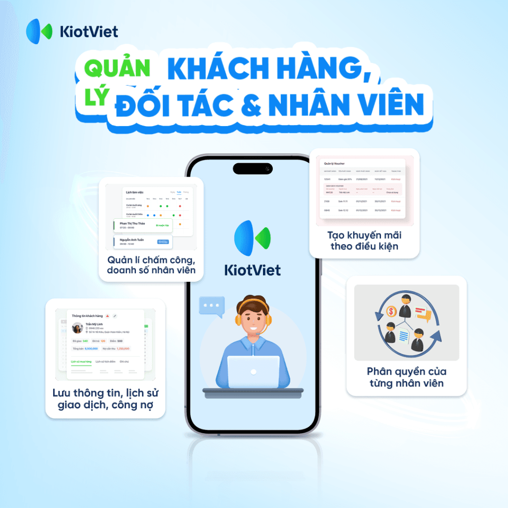 Quản Lý Khách Hàng Đối Tác Và Nhân Viên Trên Phần Mềm KiotViet Global