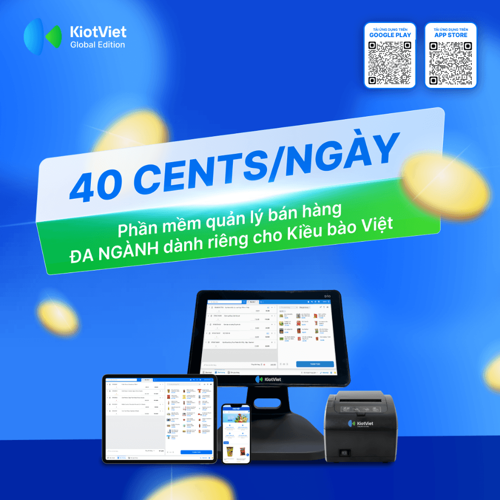 Quảng Cáo KiotViet Global Edition 40 Cents Mỗi Ngày Cho Kiều Bào Tại Mỹ